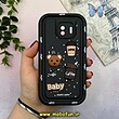 قاب گوشی Galaxy J2 Pro سامسونگ طرح سیلیکونی ژله ای سولید SOLID منحنی سه بعدی برجسته عروسکی COFFEE Baby محافظ لنز دار مشکی کد 15519