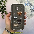 قاب گوشی Galaxy J2 Pro سامسونگ طرح سیلیکونی ژله ای سولید SOLID منحنی سه بعدی برجسته عروسکی COFFEE Baby محافظ لنز دار قهوه ای کد 15520