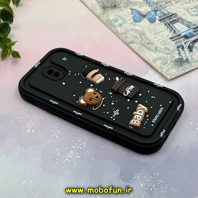 قاب گوشی Galaxy J7 Pro سامسونگ طرح سیلیکونی ژله ای سولید SOLID منحنی سه بعدی برجسته عروسکی COFFEE Baby محافظ لنز دار مشکی کد 15523