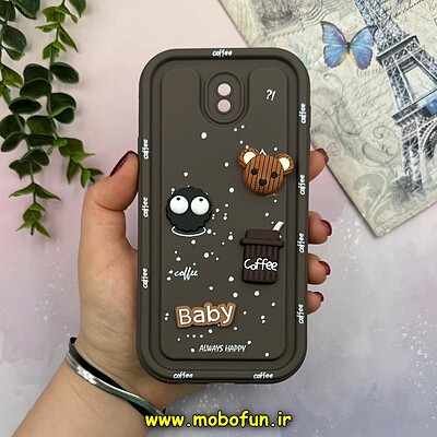 قاب گوشی Galaxy J7 Pro سامسونگ طرح سیلیکونی ژله ای سولید SOLID منحنی سه بعدی برجسته عروسکی COFFEE Baby محافظ لنز دار قهوه ای کد 15525