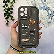 قاب گوشی iPhone 12 Pro Max آیفون طرح سیلیکونی ژله ای سولید SOLID منحنی سه بعدی برجسته عروسکی COFFEE Baby محافظ لنز دار قهوه ای کد 15515