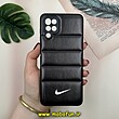 قاب گوشی Galaxy A12 - Galaxy M12 سامسونگ پافر چرمی فانتزی Hard محافظ لنز دار طرح NIKE مشکی کد 16014