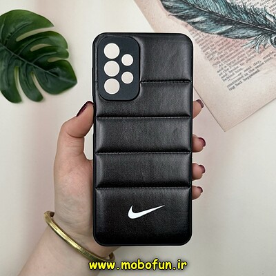 قاب گوشی Galaxy A23 سامسونگ پافر چرمی فانتزی Hard محافظ لنز دار طرح NIKE مشکی کد 16016