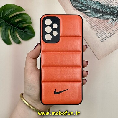 قاب گوشی Galaxy A23 سامسونگ پافر چرمی فانتزی Hard محافظ لنز دار طرح NIKE نارنجی کد 16017