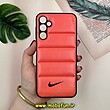 قاب گوشی Galaxy A24 سامسونگ پافر چرمی فانتزی Hard محافظ لنز دار طرح NIKE نارنجی کد 16033