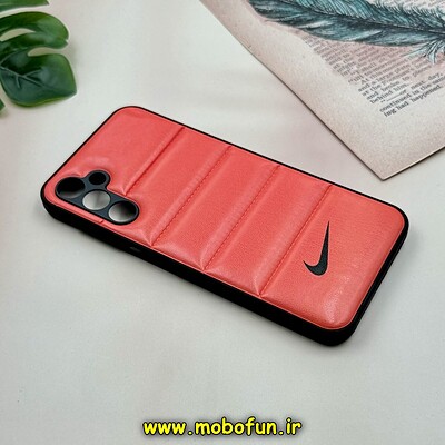 قاب گوشی Galaxy A24 سامسونگ پافر چرمی فانتزی Hard محافظ لنز دار طرح NIKE نارنجی کد 16033