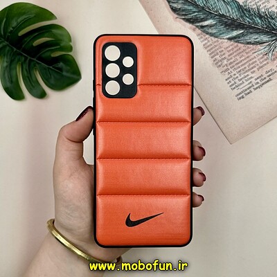 قاب گوشی Galaxy A32 4G سامسونگ پافر چرمی فانتزی Hard محافظ لنز دار طرح NIKE نارنجی کد 16045