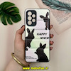 قاب گوشی Galaxy A33 سامسونگ پافر چرمی فانتزی Hard محافظ لنز دار طرح خرگوش Happy کد 16047