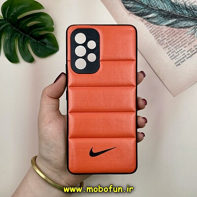 قاب گوشی Galaxy A53 سامسونگ پافر چرمی فانتزی Hard محافظ لنز دار طرح NIKE نارنجی کد 16064