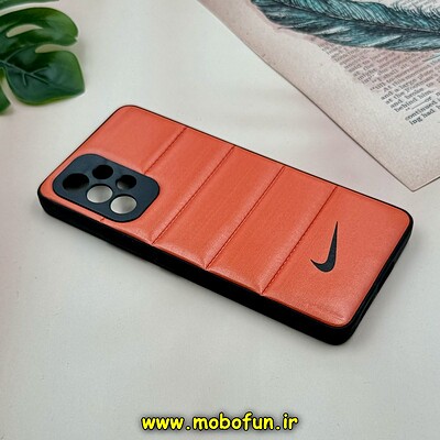 قاب گوشی Galaxy A53 سامسونگ پافر چرمی فانتزی Hard محافظ لنز دار طرح NIKE نارنجی کد 16064