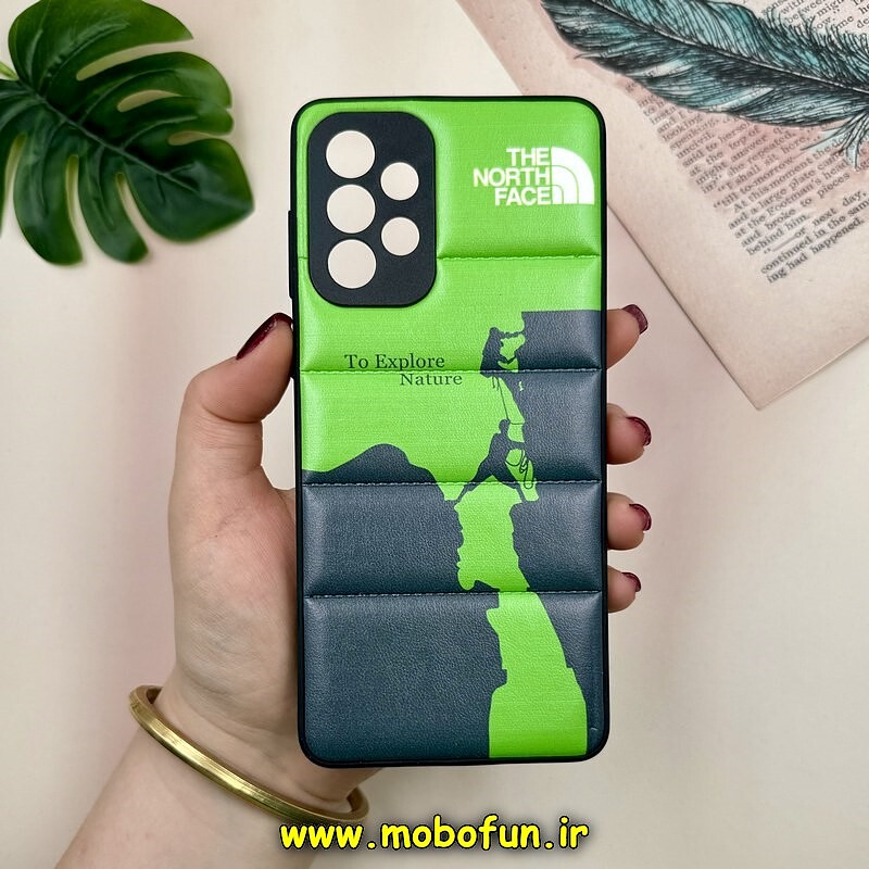 قاب گوشی Galaxy A73 سامسونگ پافر چرمی فانتزی Hard محافظ لنز دار طرح The North Face  کد 16082