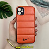 قاب گوشی iPhone 11 آیفون پافر چرمی فانتزی Hard محافظ لنز دار طرح NIKE نارنجی کد 16090