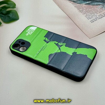 قاب گوشی iPhone 11 آیفون پافر چرمی فانتزی Hard محافظ لنز دار طرح The North Face کد 16091