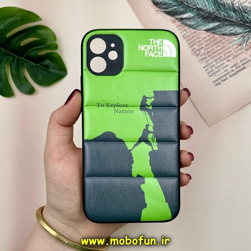 قاب گوشی iPhone 11 آیفون پافر چرمی فانتزی Hard محافظ لنز دار طرح The North Face کد 16091