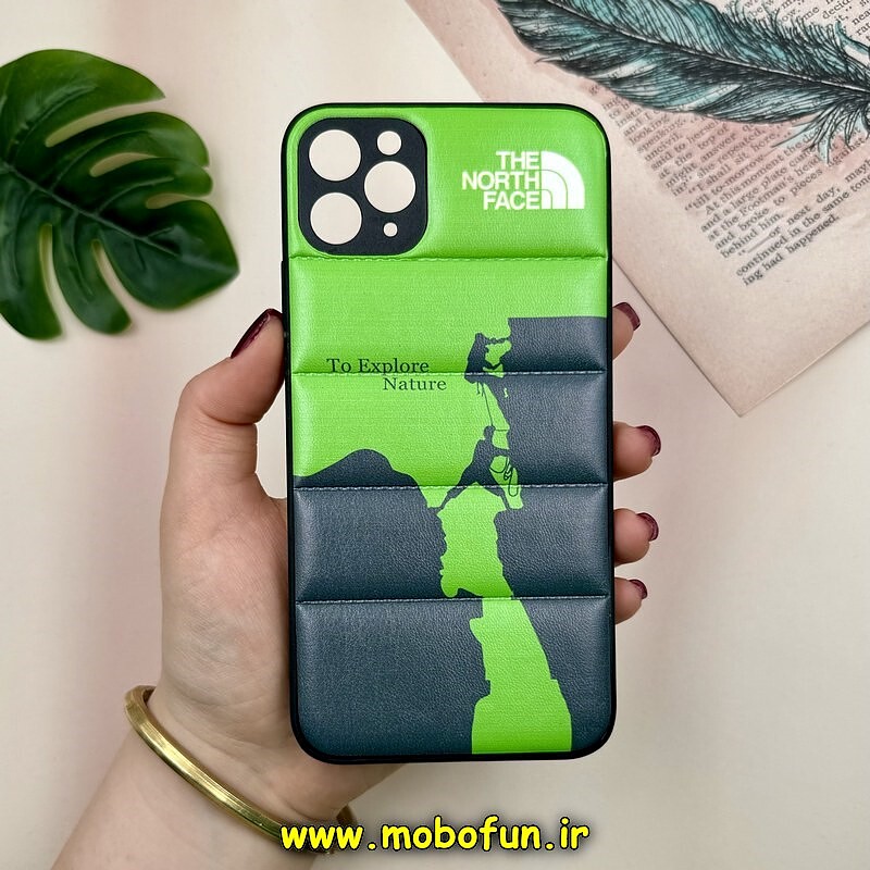 قاب گوشی iPhone 11 Pro Max آیفون پافر چرمی فانتزی Hard محافظ لنز دار طرح The North Face کد 16092