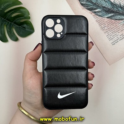 قاب گوشی iPhone 12 Pro آیفون پافر چرمی فانتزی Hard محافظ لنز دار طرح NIKE مشکی کد 16099