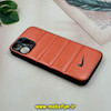قاب گوشی iPhone 13 Pro Max آیفون پافر چرمی فانتزی Hard محافظ لنز دار طرح NIKE نارنجی کد 16115