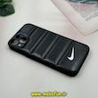 قاب گوشی iPhone 13 آیفون پافر چرمی فانتزی Hard محافظ لنز دار طرح NIKE مشکی کد 16113
