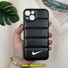 قاب گوشی iPhone 13 آیفون پافر چرمی فانتزی Hard محافظ لنز دار طرح NIKE مشکی کد 16113