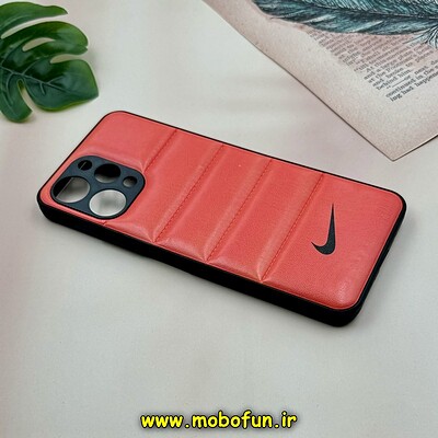 قاب گوشی Redmi 12 - Poco M6 Pro 5G شیائومی پافر چرمی فانتزی Hard محافظ لنز دار طرح NIKE نارنجی کد 16123