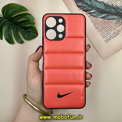 قاب گوشی Redmi 12 - Poco M6 Pro 5G شیائومی پافر چرمی فانتزی Hard محافظ لنز دار طرح NIKE نارنجی کد 16123