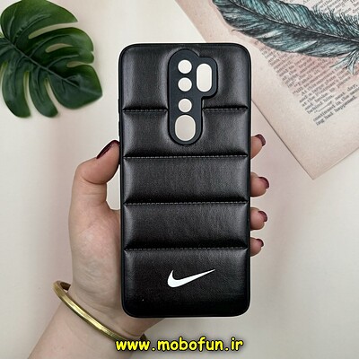 قاب گوشی Redmi Note 8 Pro شیائومی پافر چرمی فانتزی Hard محافظ لنز دار طرح NIKE مشکی کد 16125