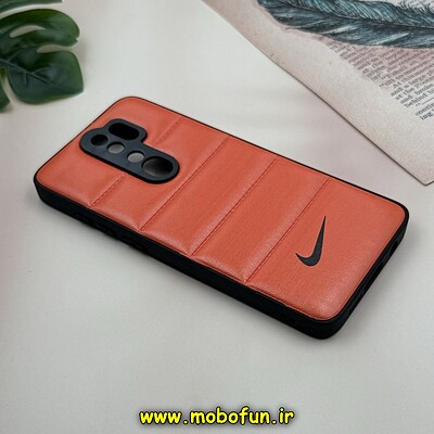 قاب گوشی Redmi Note 8 Pro شیائومی پافر چرمی فانتزی Hard محافظ لنز دار طرح NIKE نارنجی کد 16127