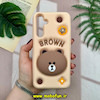 قاب گوشی Galaxy A25 سامسونگ سیلیکونی پاک کنی پاپ سوکت دار طرح خرسی تدی BROWN کد 15935