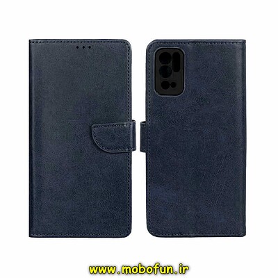 کیف گوشی Poco M3 Pro - Redmi Note 10 5G - Redmi Note 11 SE شیائومی مگنتی طرح چرم کتابی محافظ لنزدار سرمه ای کد 29848