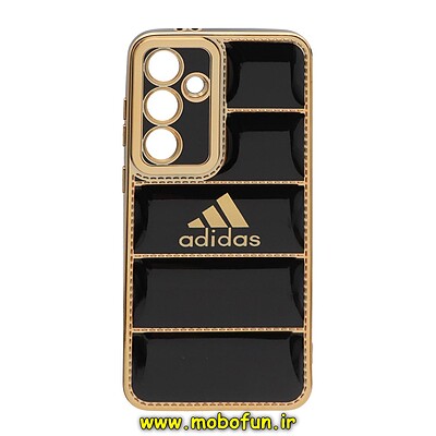 قاب گوشی Galaxy S24 FE سامسونگ پافر PUFFER مای کیس گلد لاین دور طلایی محافظ لنز دار طرح آدیداس adidas مشکی کد 40026