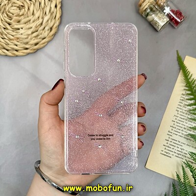 قاب گوشی Galaxy A35 سامسونگ طلقی شیشه ای شفاف اکلیلی طرح پاپیون نگین دار کد 16311