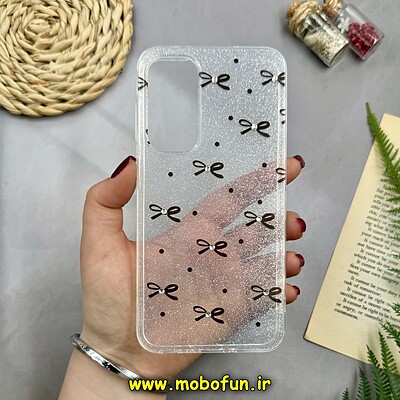 قاب گوشی Galaxy A35 سامسونگ طلقی شیشه ای شفاف اکلیلی طرح پاپیون نگین دار کد 16312