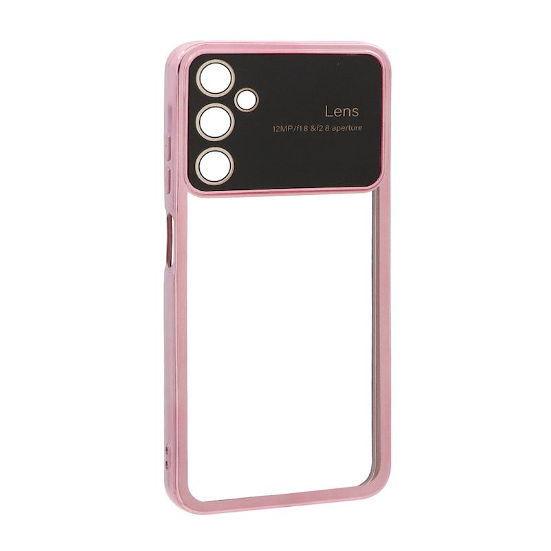 قاب گوشی Galaxy A05S سامسونگ طرح الکتروپلیتینگ ژله ای شفاف اورجینال Camera Lens محافظ لنز دار رزگلد کد 40149