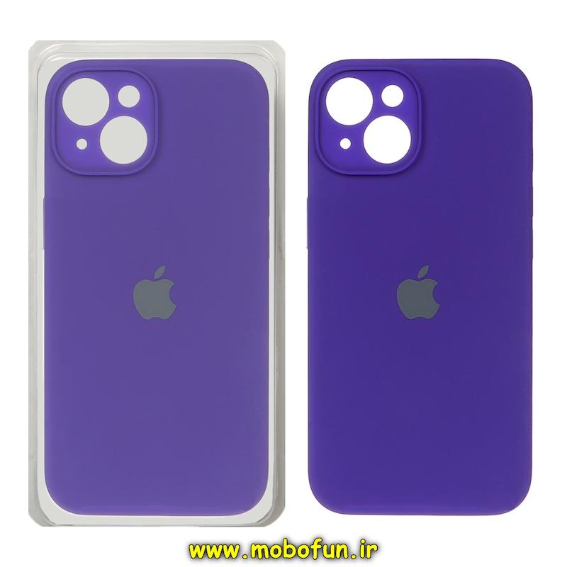 قاب گوشی iPhone 13 آیفون سیلیکونی اورجینال پاک کنی درجه یک زیربسته محافظ لنز دار بنفش تیره کد 40450