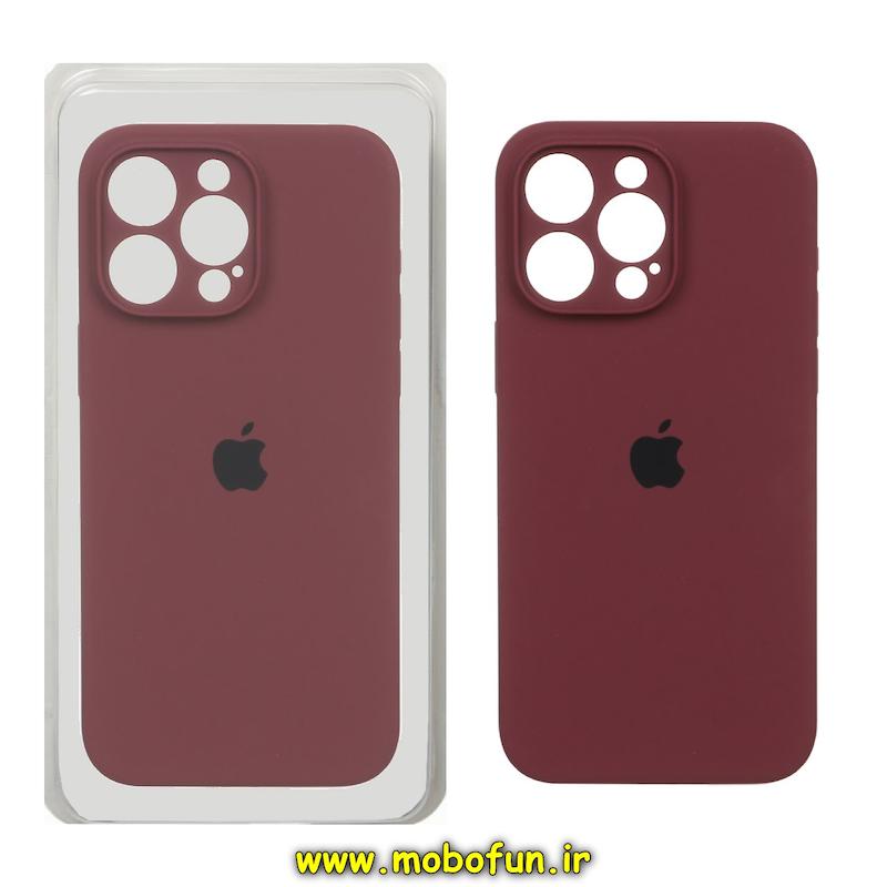قاب گوشی iPhone 15 Pro Max آیفون سیلیکونی اورجینال پاک کنی درجه یک زیربسته محافظ لنز دار زرشکی کد 40463