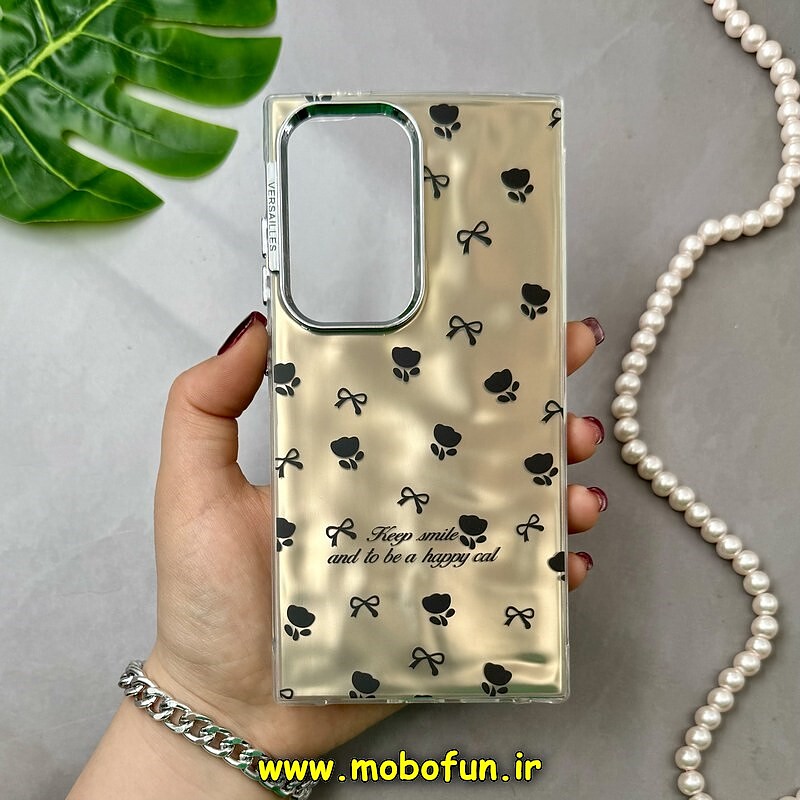 قاب گوشی Galaxy S24 Ultra سامسونگ اورجینال VERSAILLES CASE فانتزی سه بعدی لنز کرومی طرح گل و پاپیون کد 17346