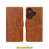 کیف گوشی Poco F6 شیائومی مگنتی طرح چرم کتابی محافظ لنزدار عسلی کد 40702