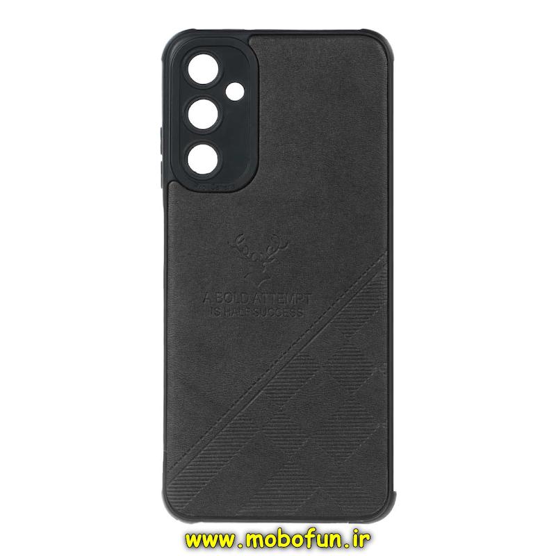 قاب گوشی Galaxy A05S سامسونگ طرح ژله ای چرمی ساده گوزنی محافظ لنزدار مشکی کد 41061