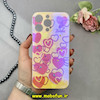 قاب گوشی iPhone 14 Pro Max آیفون طلقی لاکچری بارلی نگین دار طرح قلب صورتی کد 18229