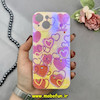 قاب گوشی iPhone 15 آیفون طلقی لاکچری بارلی نگین دار طرح قلب صورتی کد 18234