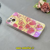 قاب گوشی iPhone 15 آیفون طلقی لاکچری بارلی نگین دار طرح قلب صورتی کد 18234