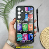 قاب گوشی Galaxy A55 سامسونگ طرح سیلیکونی Solid فانتزی محافظ لنزدار بند دار سیلیکونی لاکچری مشکی کد 19204