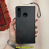 کیف گوشی Huawei P30 Lite هوآوی مگنتی طرح چرم کتابی طرح دوخت محافظ لنزدار بند دار مشکی کد 19443