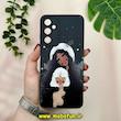 قاب گوشی Galaxy A05S سامسونگ سیلیکونی فانتزی ژله ای محافظ لنز دار طرح ماه و دختر مشکی کد 19286