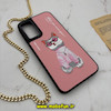 قاب گوشی Galaxy A14 سامسونگ CASETIFY هارد لاکچری فانتزی طرح گربه گلدوزی صورتی کد 19718