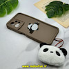 قاب گوشی Redmi Note 12 4G شیائومی طرح سیلیکونی Solid عروسکی فانتزی برجسته سه بعدی محافظ لنزدار آویزدار پشمالو طرح پاندا کیوت قهوه ای کد 50145