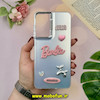 قاب گوشی Galaxy S21 FE سامسونگ So CooL اورجینال فانتزی عروسکی برجسته لوکس نگین دار لنز کرومی طرح BARBIE نقره ای کد 50236