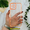 قاب گوشی iPhone 13 Pro Max آیفون اورجینال شبرنگی طرح طلقی شیشه ای شفاف نارنجی کد 43239