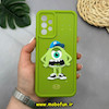 قاب گوشی Galaxy A32 4G سامسونگ طرح سیلیکونی Solid عروسکی برجسته محافظ لنزدار طرح مایک سبز فسفری کد 51418