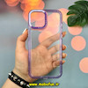 قاب گوشی iPhone 12 Pro Max آیفون اورجینال LUCKY CASE طرح طلقی شیشه ای شفاف کپسولی دکمه کرومی بنفش کد 51925